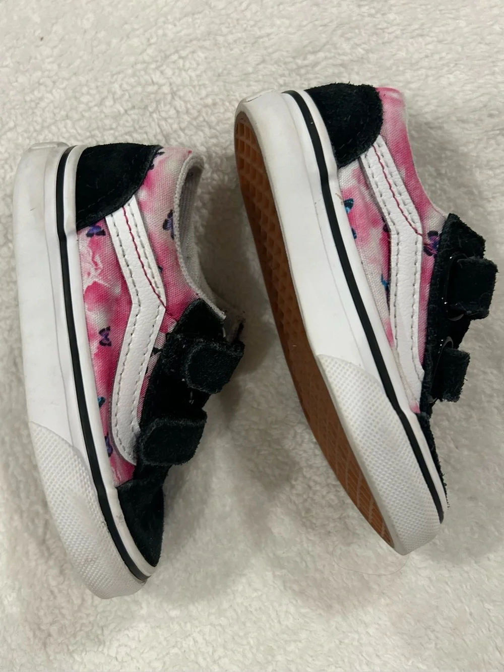 Vans Toddler Old Skool V Shoes butterfly dream print pink white size 5.5 girls